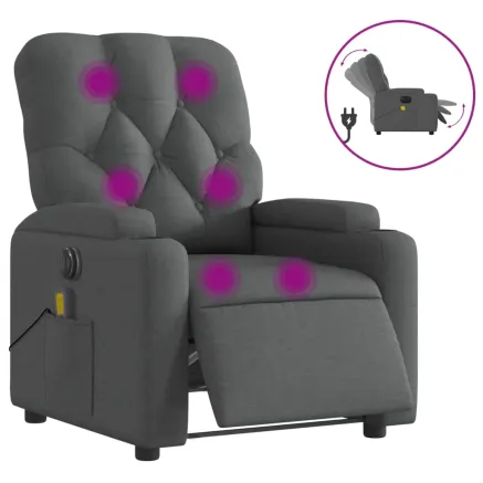 Fauteuil inclinable de massage électrique gris foncé tissu 2