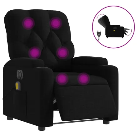 Fauteuil de massage inclinable électrique Noir Tissu 2