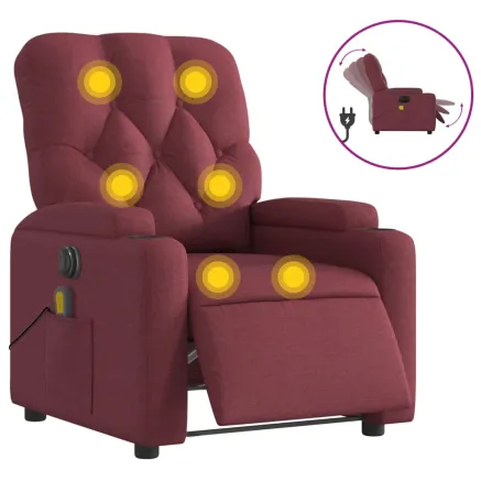 Fauteuil de massage inclinable électrique Rouge bordeaux Tissu 2