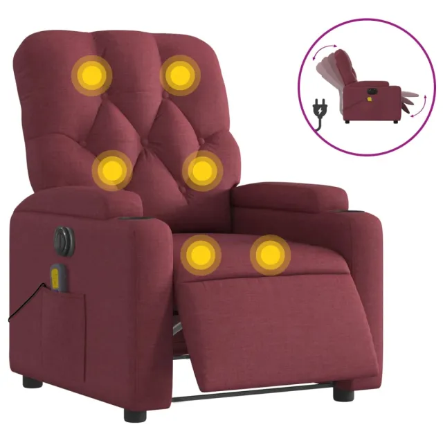 Fauteuil de massage inclinable électrique Rouge bordeaux Tissu
