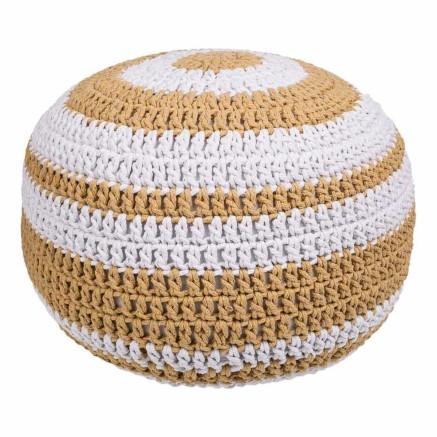 Pouf Alexandra House Living Blanc Marron polystyrène 45 x 30 x 45 cm