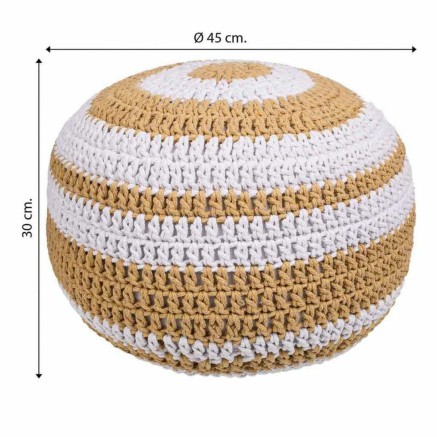 Pouffe Alexandra House Living White Brown polystyrene 45 x 30 x 45 cm 2