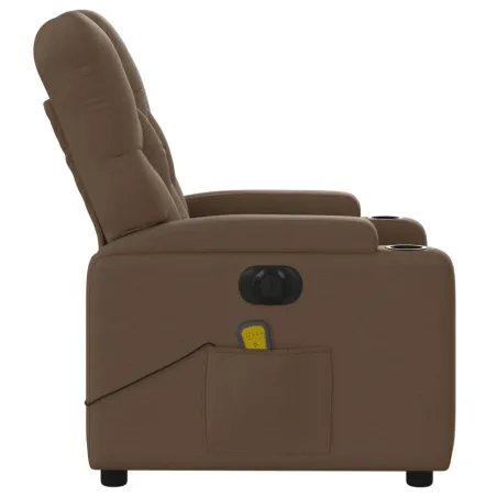 Fauteuil inclinable de massage électrique marron tissu
