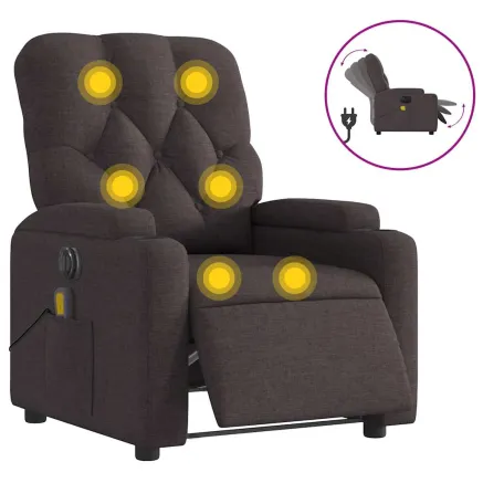 Fauteuil de massage inclinable électrique Marron foncé Tissu 2