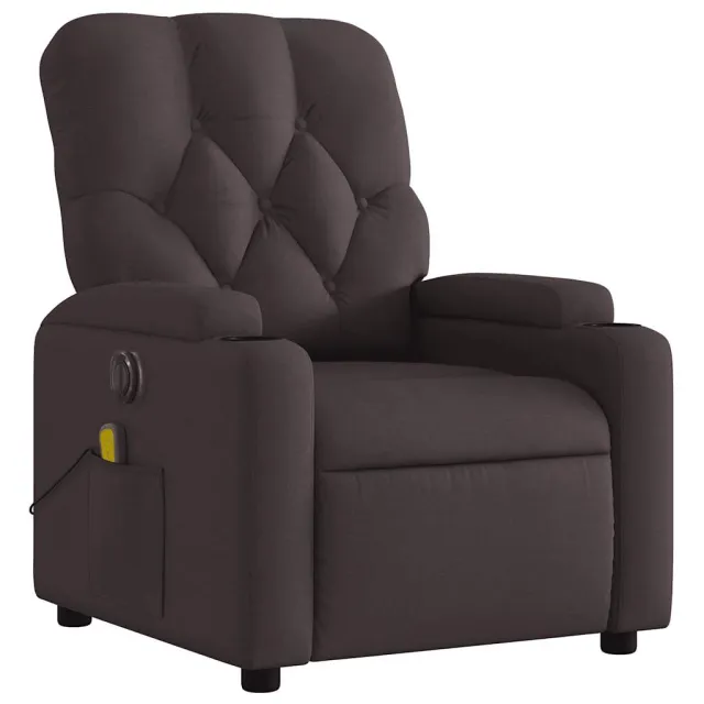 Fauteuil de massage inclinable électrique Marron foncé Tissu