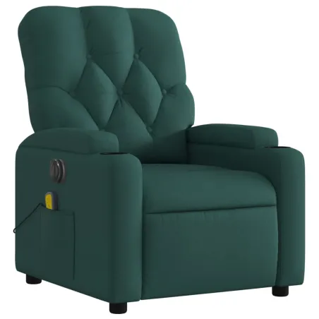 Fauteuil de massage inclinable électrique Vert foncé Tissu