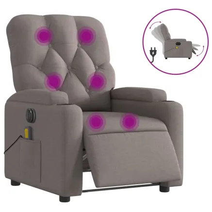 Fauteuil de massage inclinable électrique Taupe Tissu 2