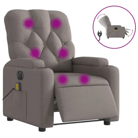 Fauteuil de massage inclinable électrique Taupe Tissu