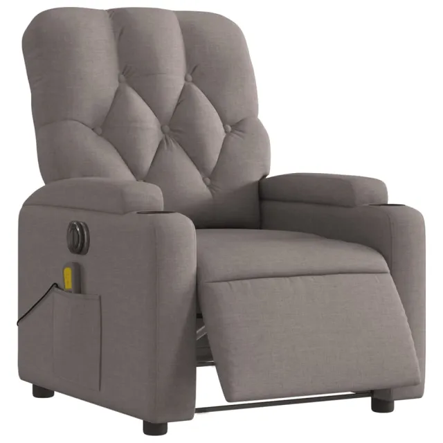 Fauteuil de massage inclinable électrique Taupe Tissu