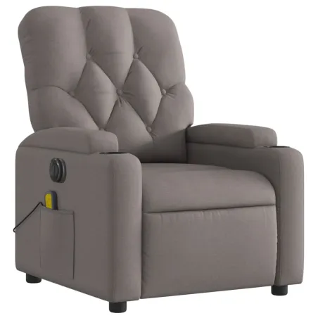 Fauteuil de massage inclinable électrique Taupe Tissu