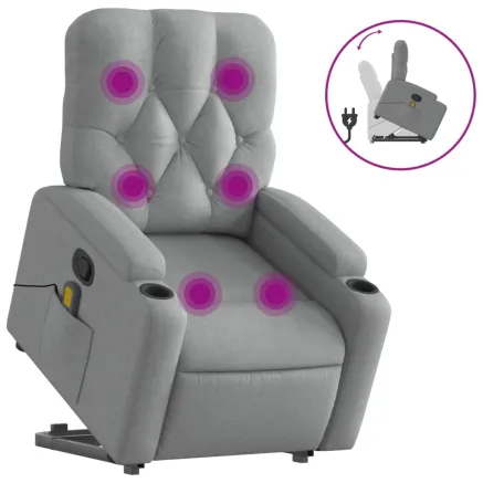 Fauteuil de massage inclinable Gris clair Tissu 2