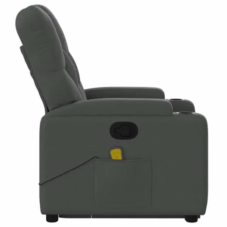 Fauteuil de massage inclinable Gris foncé Tissu