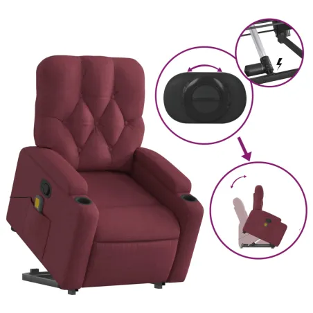 Fauteuil inclinable de massage Rouge bordeaux Tissu