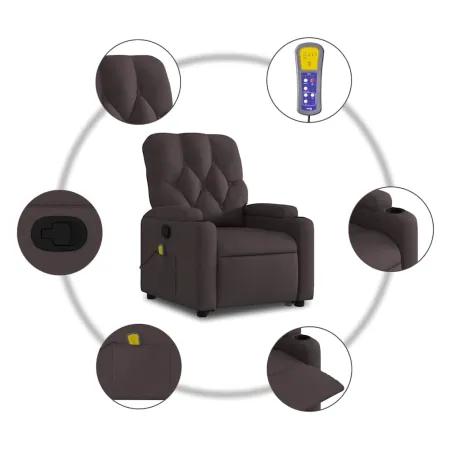Fauteuil inclinable de massage Marron foncé Tissu