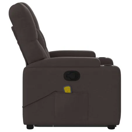 Fauteuil inclinable de massage Marron foncé Tissu