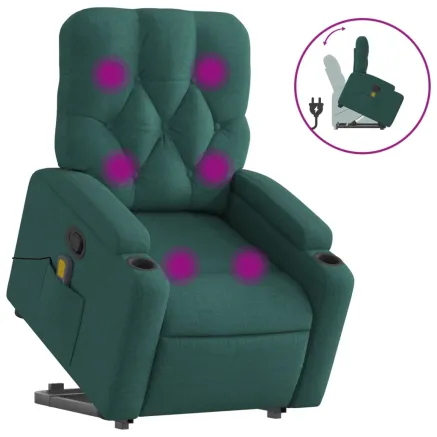Fauteuil inclinable de massage Vert foncé Tissu 2