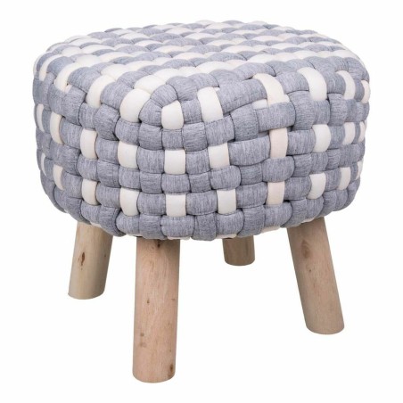 Taburete Alexandra House Living Blanco Gris Bambú Esponja Madera MDF