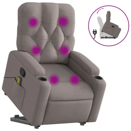 Fauteuil inclinable de massage Taupe Tissu 2