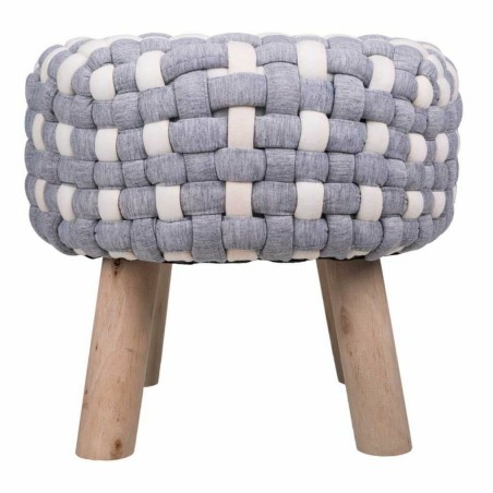 Taburete Alexandra House Living Blanco Gris Bambú Esponja Madera MDF