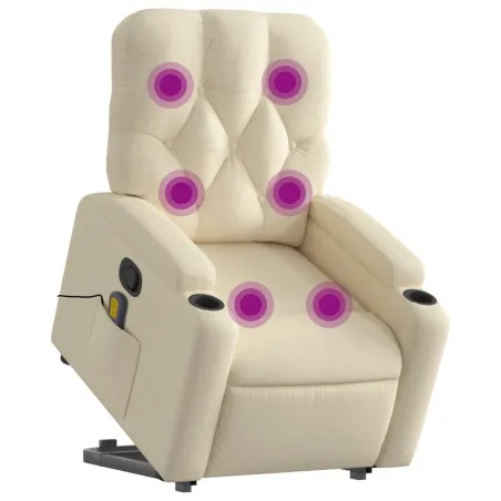 Fauteuil inclinable de massage Crème Tissu