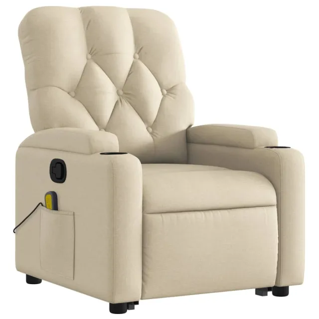 Fauteuil inclinable de massage Crème Tissu
