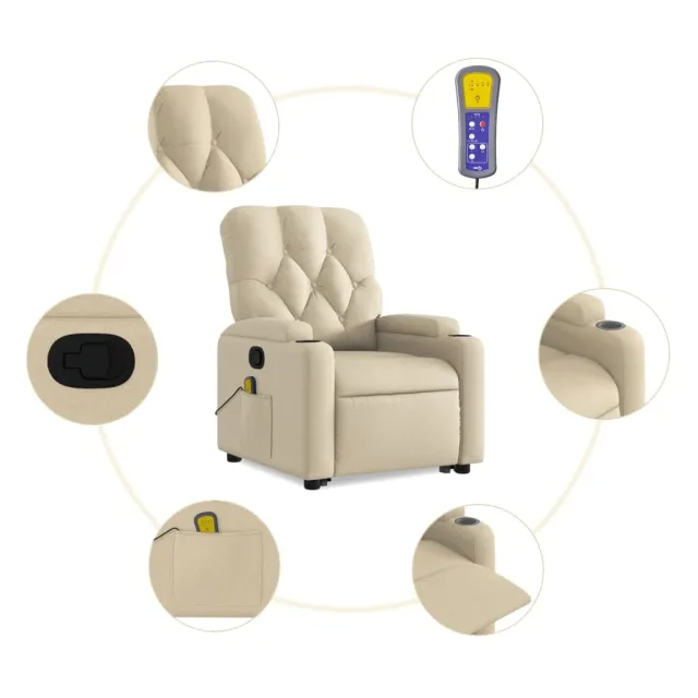 Fauteuil inclinable de massage Crème Tissu