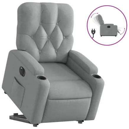 Fauteuil inclinable électrique gris clair tissu 2