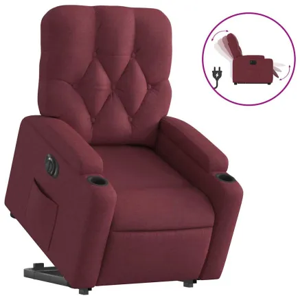 Fauteuil inclinable électrique rouge bordeaux tissu 2
