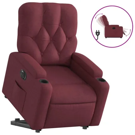 Fauteuil inclinable électrique rouge bordeaux tissu