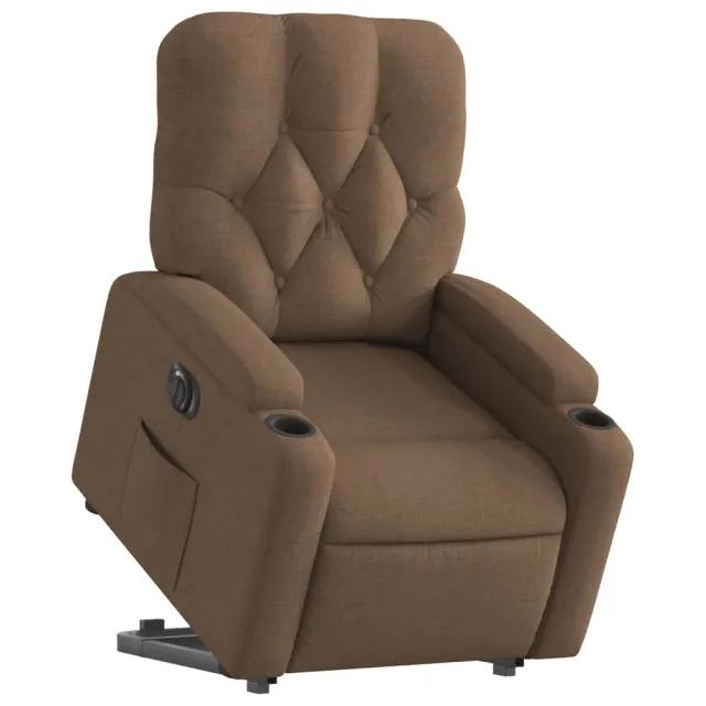 Fauteuil inclinable électrique marron tissu