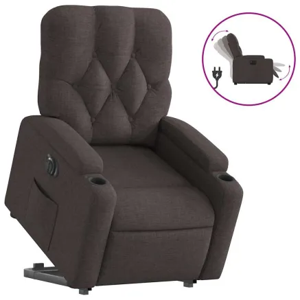 Fauteuil inclinable électrique marron foncé tissu 2