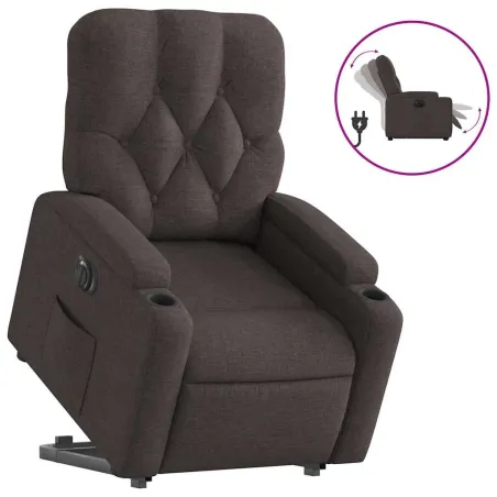 Fauteuil inclinable électrique marron foncé tissu