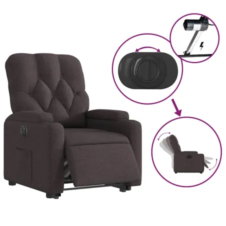 Fauteuil inclinable électrique marron foncé tissu