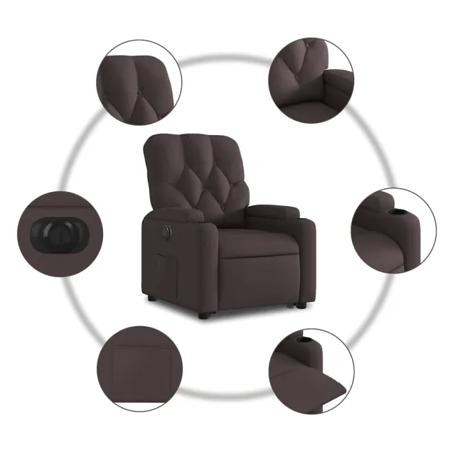 Fauteuil inclinable électrique marron foncé tissu