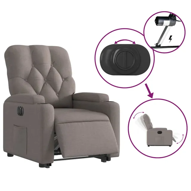 Fauteuil inclinable électrique taupe tissu