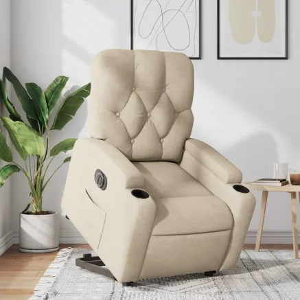 Fauteuil inclinable électrique crème tissu