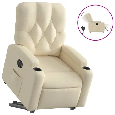 Fauteuil inclinable électrique crème tissu 2