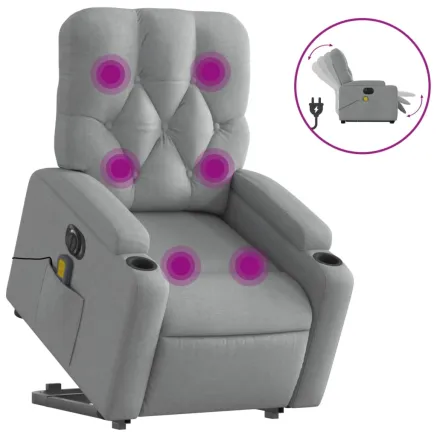 Fauteuil inclinable de massage électrique Gris clair Tissu 2