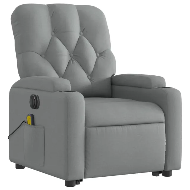 Fauteuil inclinable de massage électrique Gris clair Tissu