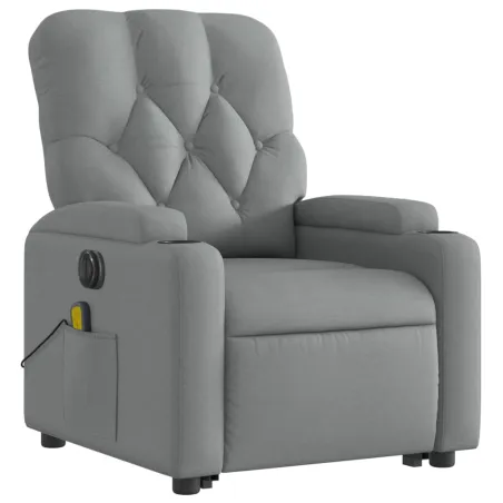 Fauteuil inclinable de massage électrique Gris clair Tissu