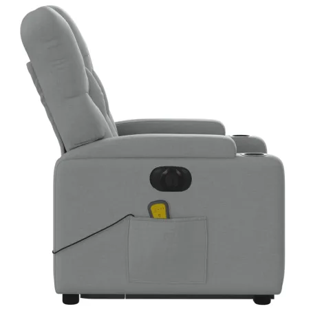Fauteuil inclinable de massage électrique Gris clair Tissu