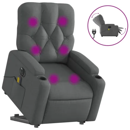 Fauteuil inclinable de massage électrique Gris foncé Tissu 2