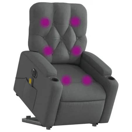 Fauteuil inclinable de massage électrique Gris foncé Tissu