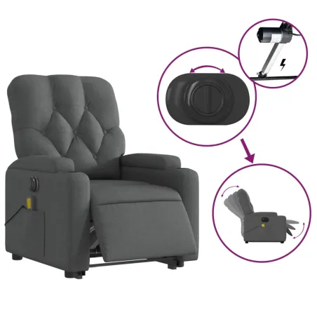 Fauteuil inclinable de massage électrique Gris foncé Tissu