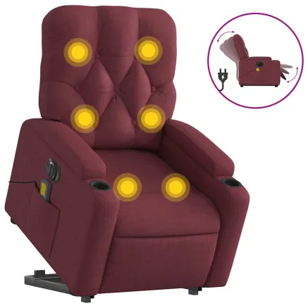 Fauteuil inclinable de massage électrique Rouge bordeaux Tissu 2