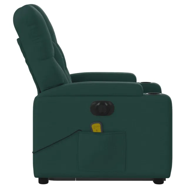 Fauteuil inclinable de massage électrique Vert foncé Tissu