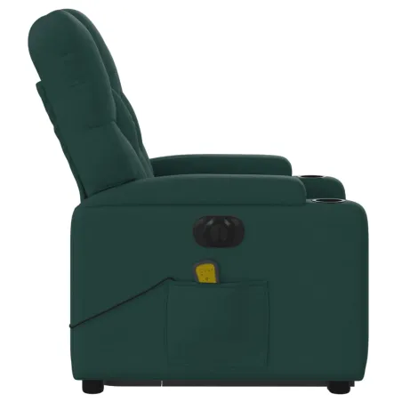 Fauteuil inclinable de massage électrique Vert foncé Tissu