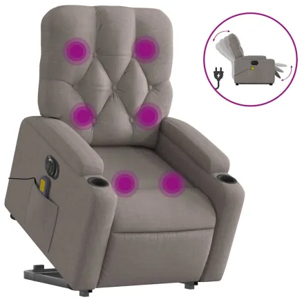 Fauteuil inclinable de massage électrique Taupe Tissu 2