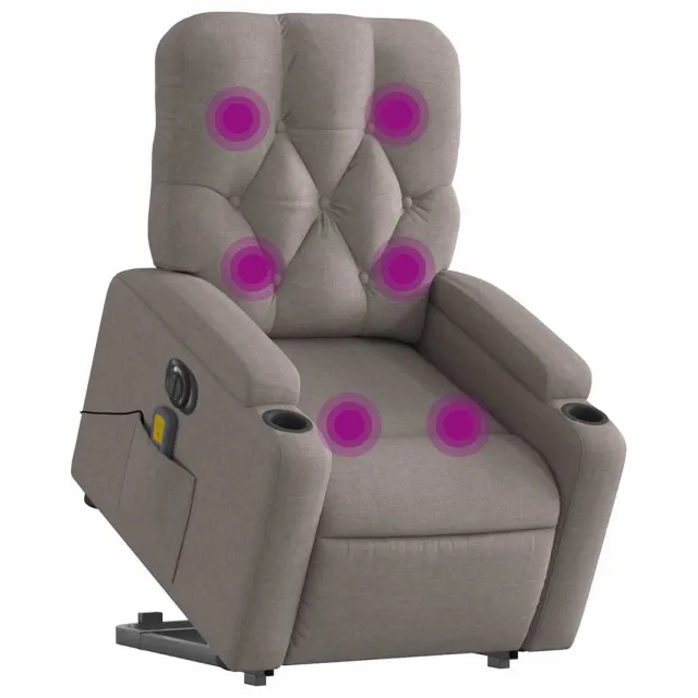 Fauteuil inclinable de massage électrique Taupe Tissu
