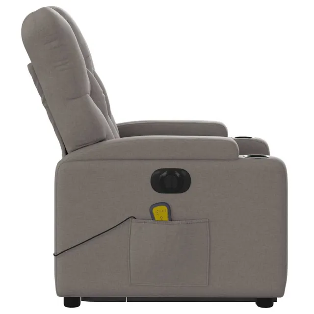Fauteuil inclinable de massage électrique Taupe Tissu